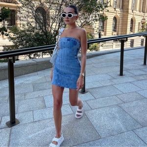 NWT Zara Denim Bandeau Dress